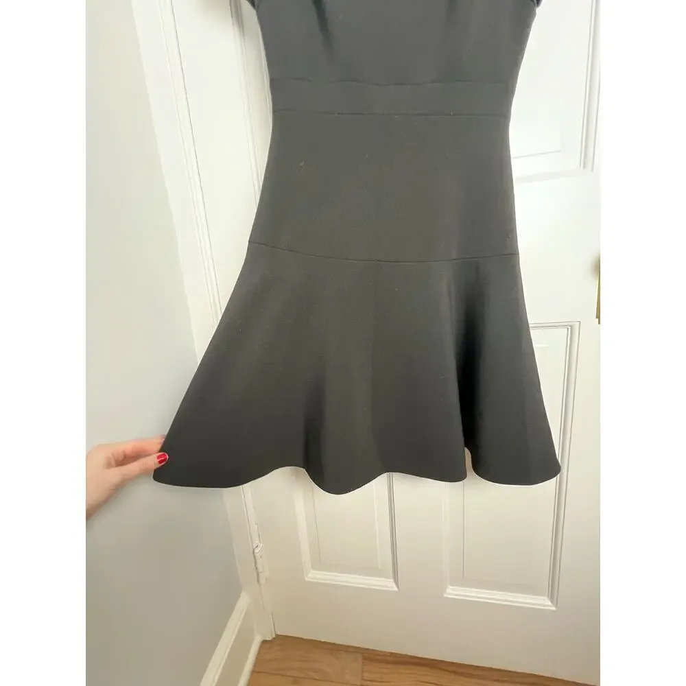 Kate Spade New York Black Jazz Things Up Fit and Flare Crepe Dress Womens 4 Midi
